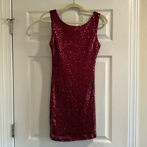 Red sequin mini dress